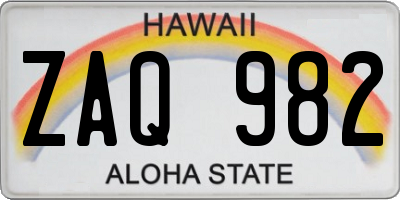 HI license plate ZAQ982