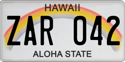 HI license plate ZAR042