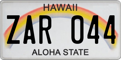 HI license plate ZAR044