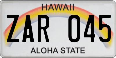 HI license plate ZAR045