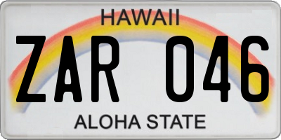 HI license plate ZAR046