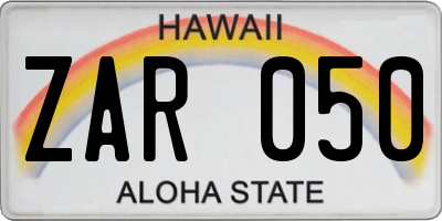 HI license plate ZAR050