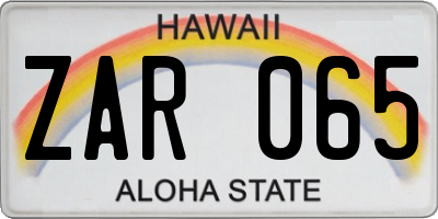 HI license plate ZAR065