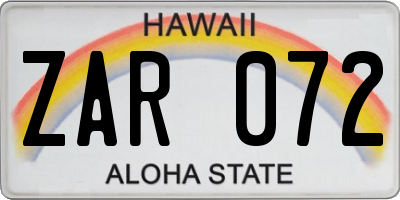 HI license plate ZAR072