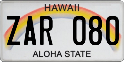 HI license plate ZAR080