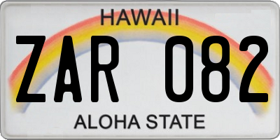 HI license plate ZAR082