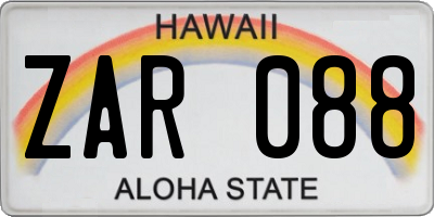 HI license plate ZAR088