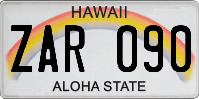 HI license plate ZAR090