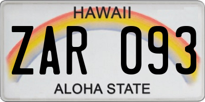HI license plate ZAR093