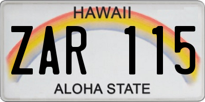 HI license plate ZAR115