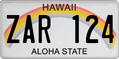 HI license plate ZAR124