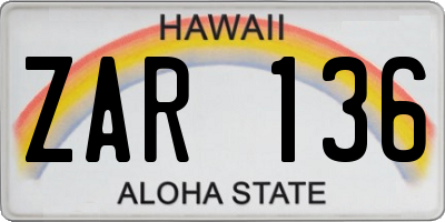 HI license plate ZAR136