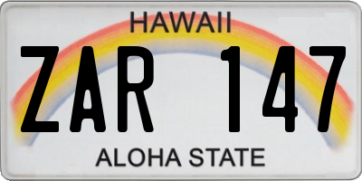 HI license plate ZAR147