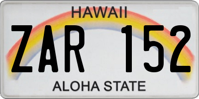 HI license plate ZAR152