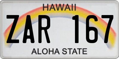HI license plate ZAR167