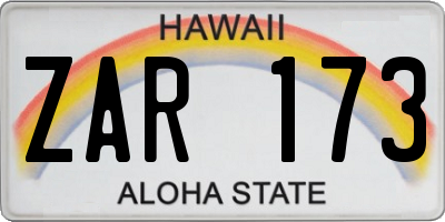 HI license plate ZAR173
