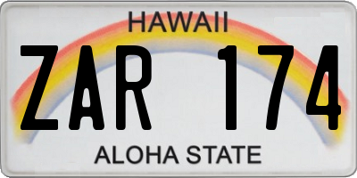 HI license plate ZAR174