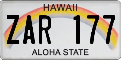 HI license plate ZAR177