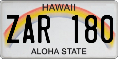 HI license plate ZAR180