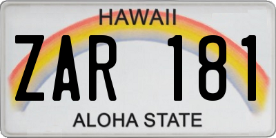 HI license plate ZAR181