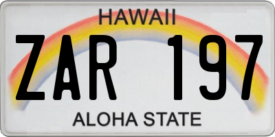 HI license plate ZAR197