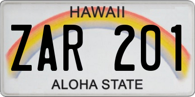HI license plate ZAR201