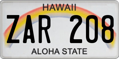 HI license plate ZAR208