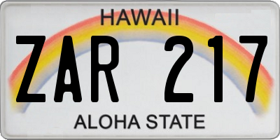 HI license plate ZAR217