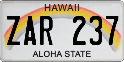 HI license plate ZAR237