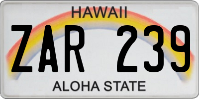 HI license plate ZAR239