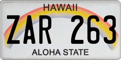 HI license plate ZAR263