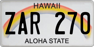 HI license plate ZAR270