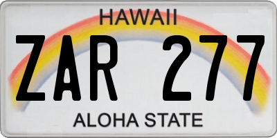 HI license plate ZAR277