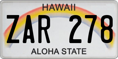 HI license plate ZAR278
