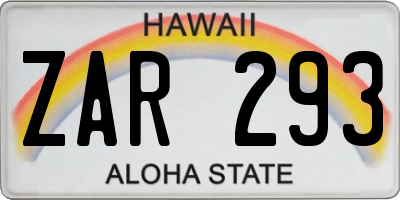 HI license plate ZAR293