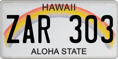 HI license plate ZAR303