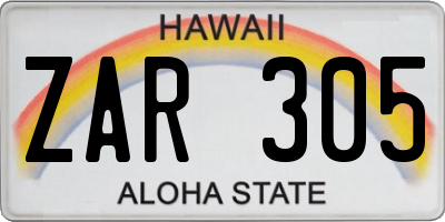 HI license plate ZAR305