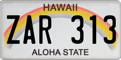 HI license plate ZAR313