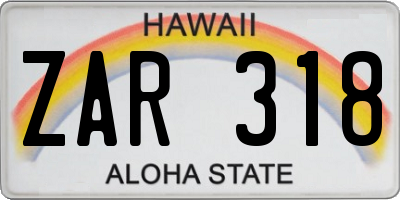HI license plate ZAR318