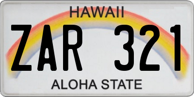HI license plate ZAR321