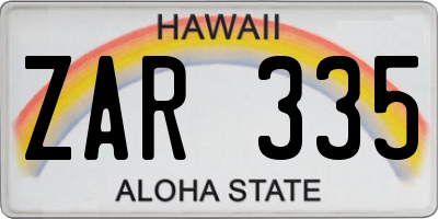 HI license plate ZAR335