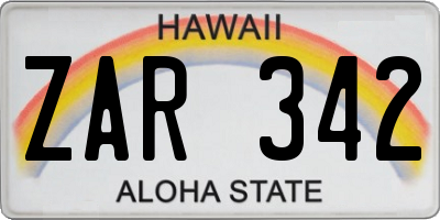 HI license plate ZAR342