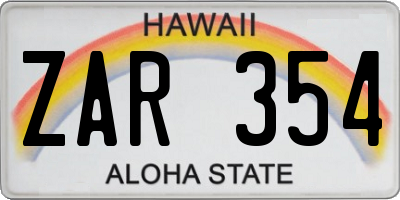 HI license plate ZAR354