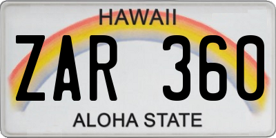 HI license plate ZAR360