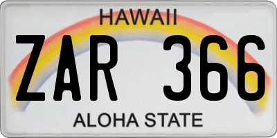 HI license plate ZAR366