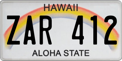 HI license plate ZAR412
