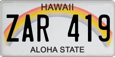 HI license plate ZAR419