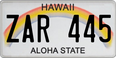 HI license plate ZAR445