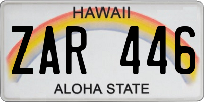 HI license plate ZAR446