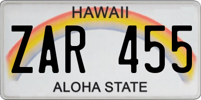 HI license plate ZAR455